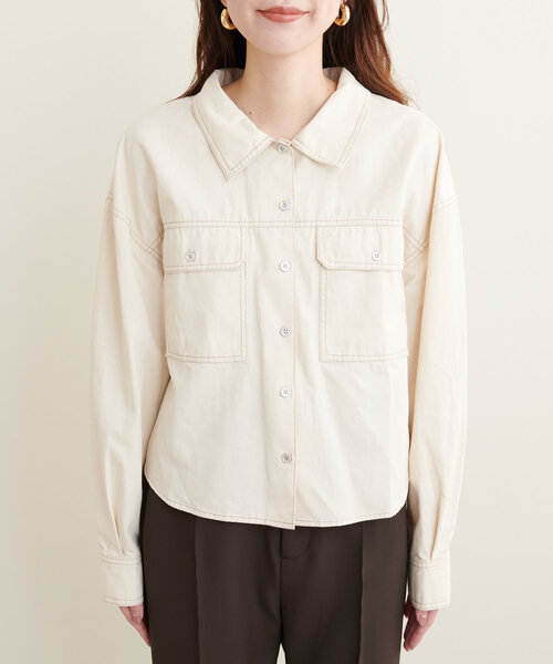 natural couture（ナチュラルクチュール）の「アソートデニムショートブルゾン（ブルゾン・レディース・その他1/アイボリー/インディゴブルー/ブラック・FREE）」の14枚目の写真