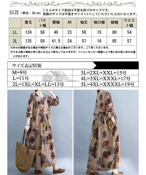 GOLDJAPAN（ゴールドジャパン）の「ヴィンテージ柄Aラインワンピース【大きいサイズ対応】（ワンピース・レディース・ブラウン・LL/3L）」の16枚目の写真