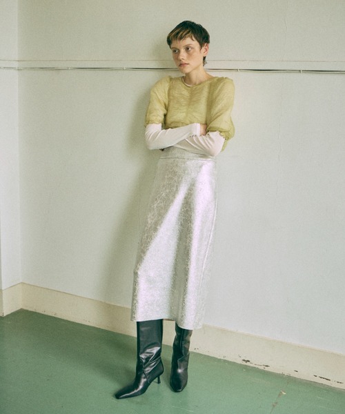 EN NEUME(エンノイム)の「Power Net Mesh Top(Tシャツ/カットソー・レディース・ブラック/オリーブ/グレー/ホワイト・FREE)」の7枚目の写真