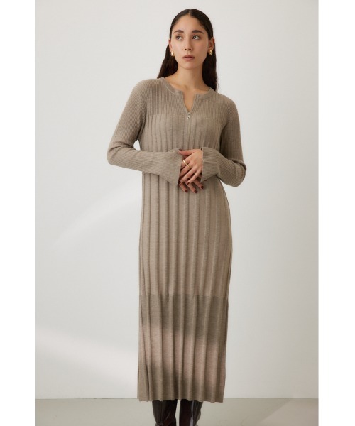【セール】フロントジップリブニットワンピース（ワンピース）｜crie conforto（クリーコンフォルト）