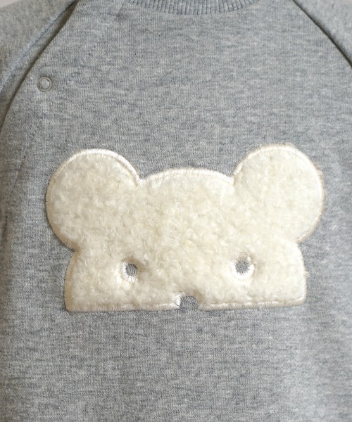 10mois（ディモワ）の「【10mois(ディモワ)】ベアマスクボアロンパース グレー 70・80cm（ロンパース・キッズ・グレー・70cm/80ｃｍ）」の5枚目の写真