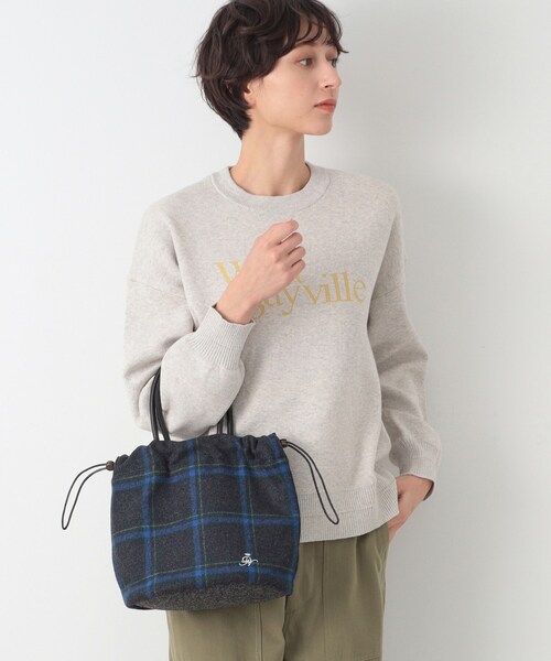 Dessin（デッサン）の「◆2WAYチェックドロストリングトート（ショルダーバッグ・レディース・チャコールグレー/ブラック系4/ブラック系1/レッド系6・00）」の3枚目の写真