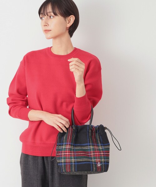 Dessin（デッサン）の「◆2WAYチェックドロストリングトート（ショルダーバッグ・レディース・チャコールグレー/ブラック系4/ブラック系1/レッド系6・00）」の13枚目の写真