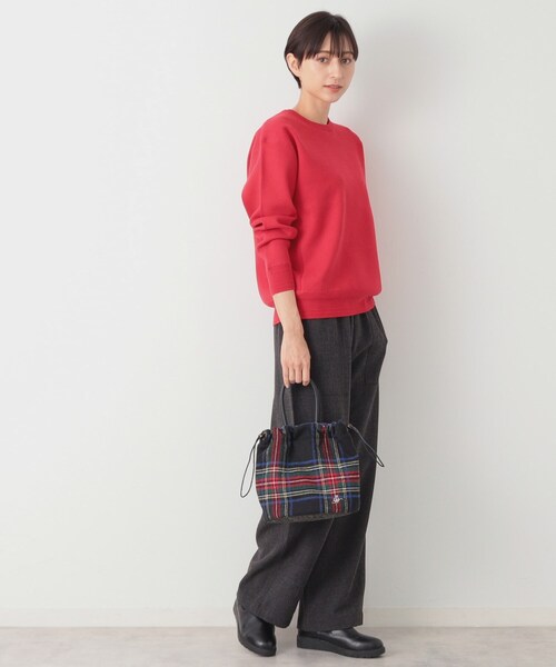 Dessin（デッサン）の「◆2WAYチェックドロストリングトート（ショルダーバッグ・レディース・チャコールグレー/ブラック系4/ブラック系1/レッド系6・00）」の14枚目の写真