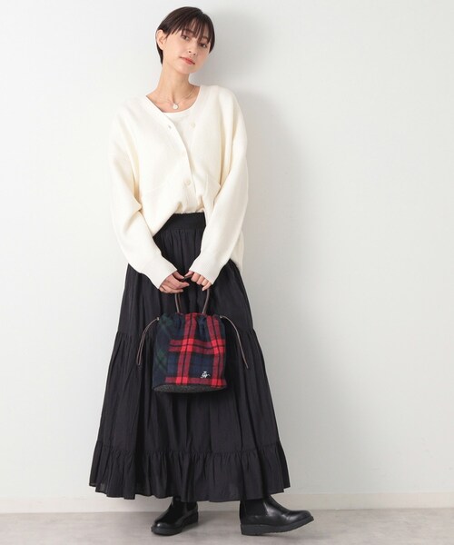 Dessin（デッサン）の「◆2WAYチェックドロストリングトート（ショルダーバッグ・レディース・チャコールグレー/ブラック系4/ブラック系1/レッド系6・00）」の18枚目の写真