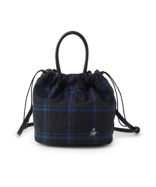 Dessin（デッサン）の「◆2WAYチェックドロストリングトート（ショルダーバッグ・レディース・チャコールグレー/ブラック系4/ブラック系1/レッド系6・00）」の20枚目の写真