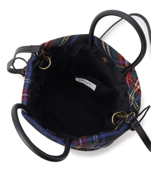 Dessin（デッサン）の「◆2WAYチェックドロストリングトート（ショルダーバッグ・レディース・チャコールグレー/ブラック系4/ブラック系1/レッド系6・00）」の6枚目の写真