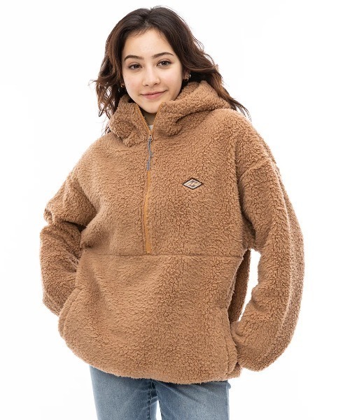 【セール】BILLABONG レディース FURBOA HALF ZIP パーカー/ビラボンドローコード付きハーフジップモコモコボアパーカー（パーカー）｜BILLABONG（ビラボン）