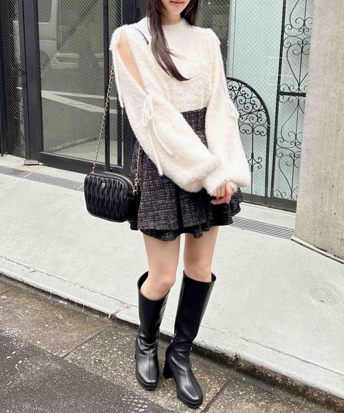 INGNI（イング）の「フェザー袖リボンニット（ニット/セーター・レディース・ピンク/アイボリー/ブラック/グレー系その他・M）」の12枚目の写真