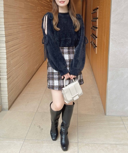 INGNI（イング）の「フェザー袖リボンニット（ニット/セーター・レディース・ピンク/アイボリー/ブラック/グレー系その他・M）」の10枚目の写真