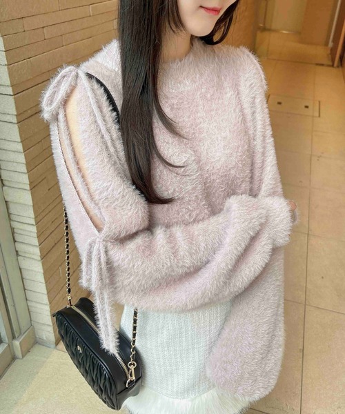 INGNI（イング）の「フェザー袖リボンニット（ニット/セーター・レディース・ピンク/アイボリー/ブラック/グレー系その他・M）」の19枚目の写真