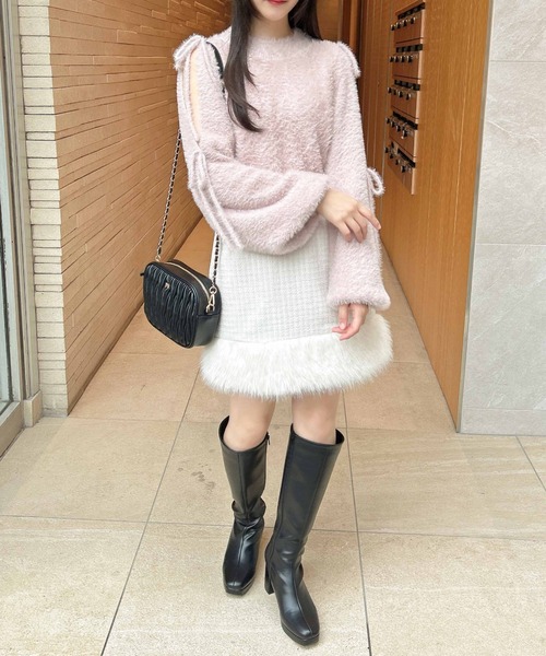 INGNI（イング）の「フェザー袖リボンニット（ニット/セーター・レディース・ピンク/アイボリー/ブラック/グレー系その他・M）」の21枚目の写真