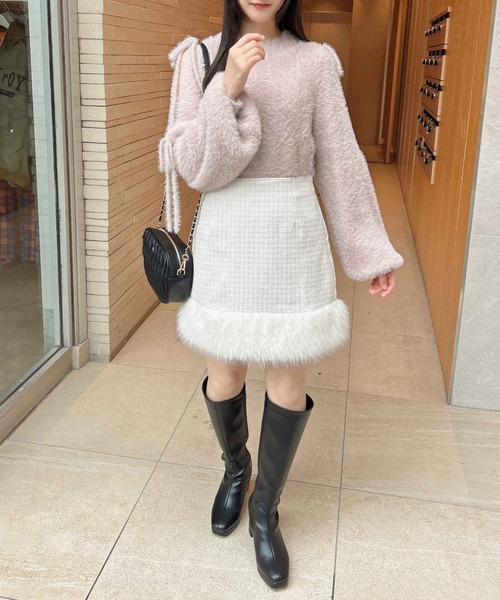 INGNI（イング）の「フェザー袖リボンニット（ニット/セーター・レディース・ピンク/アイボリー/ブラック/グレー系その他・M）」の22枚目の写真