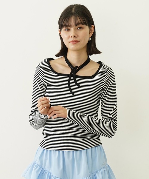MILKFED.(ミルクフェド)の「RIB HALTER NECK TOP(Tシャツ/カットソー・レディース・ブラック/ピンク/パープル・ONE SIZE)」の2枚目の写真