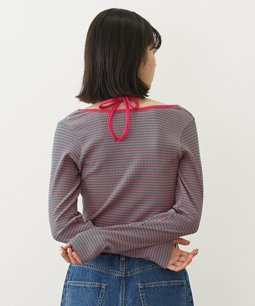 MILKFED.(ミルクフェド)の「RIB HALTER NECK TOP(Tシャツ/カットソー・レディース・ブラック/ピンク/パープル・ONE SIZE)」の9枚目の写真