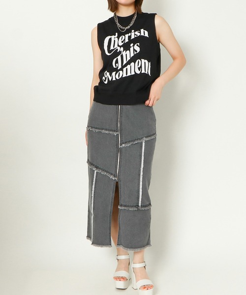 GORGE(ゴージ)の「《切替デザイン×ZIPスリット》レディース デニム ロングスカート ナローシルエット 春夏秋冬(デニムスカート・レディース・ブルー/ブラック・F)」の6枚目の写真