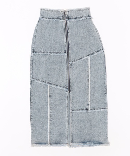 GORGE(ゴージ)の「《切替デザイン×ZIPスリット》レディース デニム ロングスカート ナローシルエット 春夏秋冬(デニムスカート・レディース・ブルー/ブラック・F)」の9枚目の写真