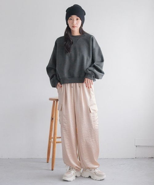 LOWRYS FARM（ローリーズファーム）の「スウェードウラケプルオーバーＬＳ　133783（スウェット・レディース・イエロー/チャコールグレー/アイボリー・FREE）」の18枚目の写真