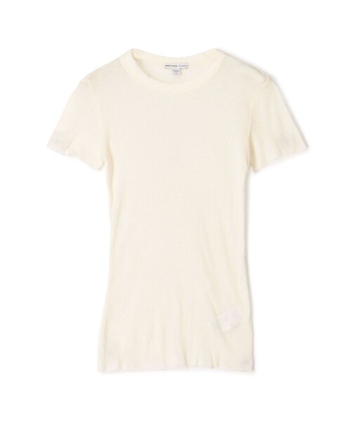 JAMES PERSE(ジェームスパース)の「コットンカシミヤブレンドリブ クルーネックTシャツ WVA3978(Tシャツ/カットソー・レディース・オフホワイト/ベージュ/ブラック・0)」の1枚目の写真