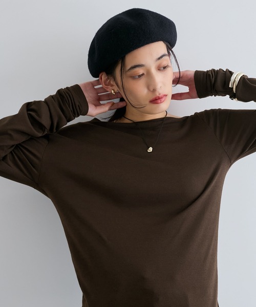 VIS（ビス）の「【洗える】ドレープオフショルダーロングTシャツ（Tシャツ/カットソー・レディース・グリーン系その他/キナリ/ダークブラウン・FREE）」の10枚目の写真