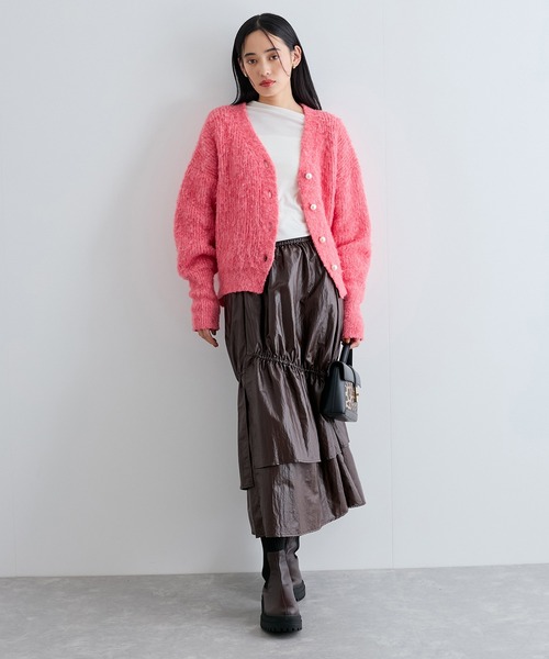 VIS（ビス）の「【洗える】ドレープオフショルダーロングTシャツ（Tシャツ/カットソー・レディース・グリーン系その他/キナリ/ダークブラウン・FREE）」の14枚目の写真