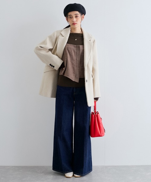 VIS（ビス）の「【洗える】ドレープオフショルダーロングTシャツ（Tシャツ/カットソー・レディース・グリーン系その他/キナリ/ダークブラウン・FREE）」の16枚目の写真