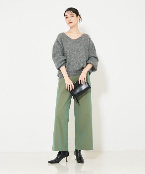 qualite scape（カリテ スケープ）の「パフ袖片畦ニットプルオーバー（ニット/セーター・レディース・ベージュ/エメラルド/チャコールグレー・フリー）」の5枚目の写真