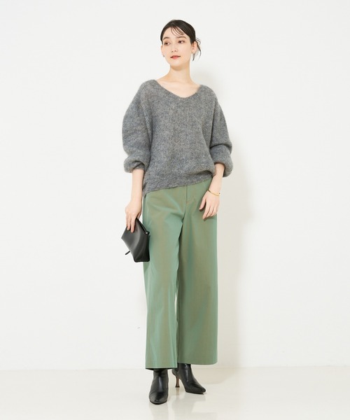 qualite scape（カリテ スケープ）の「パフ袖片畦ニットプルオーバー（ニット/セーター・レディース・ベージュ/エメラルド/チャコールグレー・フリー）」の8枚目の写真
