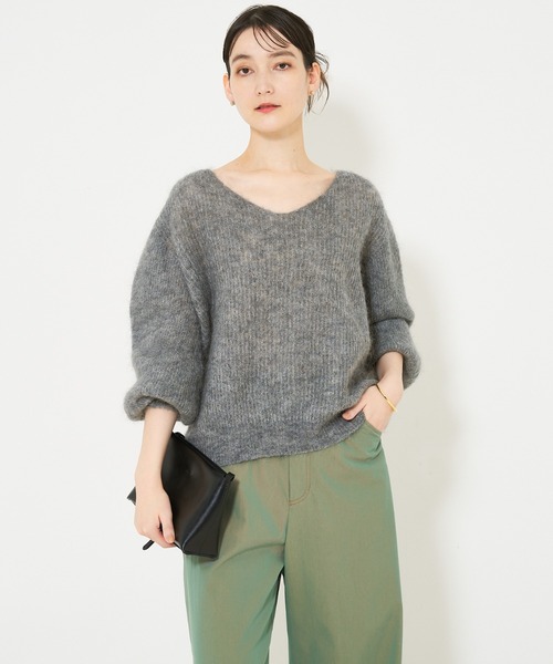 qualite scape（カリテ スケープ）の「パフ袖片畦ニットプルオーバー（ニット/セーター・レディース・ベージュ/エメラルド/チャコールグレー・フリー）」の9枚目の写真