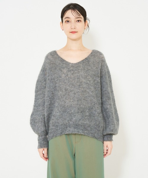 qualite scape（カリテ スケープ）の「パフ袖片畦ニットプルオーバー（ニット/セーター・レディース・ベージュ/エメラルド/チャコールグレー・フリー）」の11枚目の写真