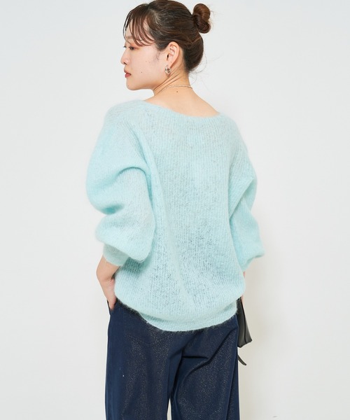 qualite scape（カリテ スケープ）の「パフ袖片畦ニットプルオーバー（ニット/セーター・レディース・ベージュ/エメラルド/チャコールグレー・フリー）」の21枚目の写真