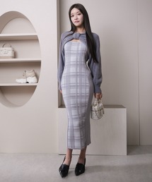 (WEB限定)リボンフェザーアンサンブルロングワンピース
