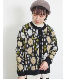 Samansa Mos2 | ループ花柄ジャカードニットカーディガン(カーディガン/ボレロ)