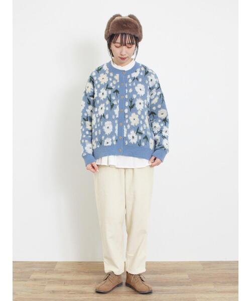 Samansa Mos2（サマンサ モスモス）の「ループ花柄ジャカードニットカーディガン（カーディガン/ボレロ・レディース・グレー/ブルー/オフホワイト/ブラック/ベージュ・F）」の15枚目の写真