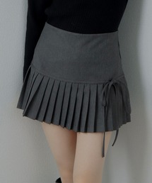 side ribbon pleats mini skirt/サイドリボンプリーツミニスカート