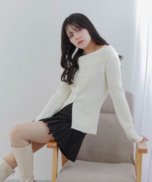 M DOLLY（エムドリー）の「side ribbon pleats mini skirt/サイドリボンプリーツミニスカート（スカート・レディース・グレー/ブラック・L/M/S）」の7枚目の写真