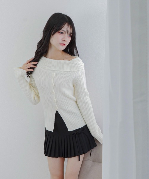 M DOLLY（エムドリー）の「side ribbon pleats mini skirt/サイドリボンプリーツミニスカート（スカート・レディース・グレー/ブラック・L/M/S）」の9枚目の写真
