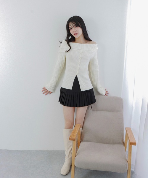 M DOLLY（エムドリー）の「side ribbon pleats mini skirt/サイドリボンプリーツミニスカート（スカート・レディース・グレー/ブラック・L/M/S）」の10枚目の写真