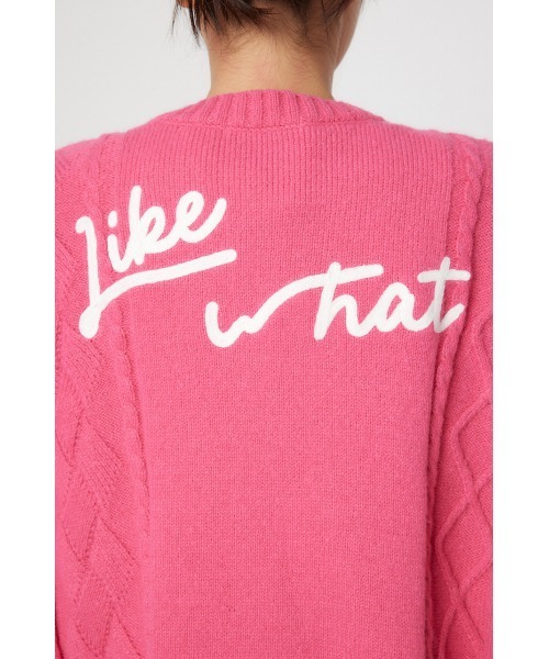 RODEO CROWNS WIDE BOWL（ロデオクラウンズワイドボウル）の「EMB MOTIFSケーブルカーディガン（カーディガン/ボレロ・レディース・ピンク/ブラック/オフホワイト/ダークグリーン・FREE）」の15枚目の写真