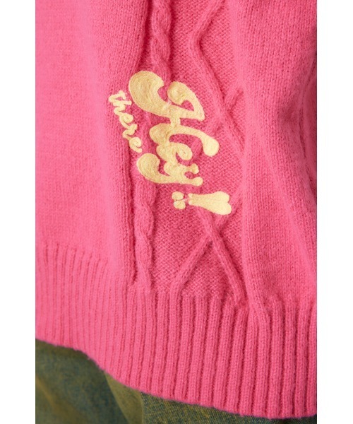 RODEO CROWNS WIDE BOWL（ロデオクラウンズワイドボウル）の「EMB MOTIFSケーブルカーディガン（カーディガン/ボレロ・レディース・ピンク/ブラック/オフホワイト/ダークグリーン・FREE）」の19枚目の写真