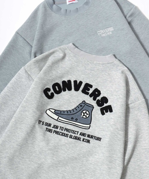 CONVERSE(コンバース)の「CONVERSE/コンバース オーバーサイズ ストリート オールスター スニーカー フロント バックプリント ロゴ ワンポイント刺繍 スウェット トレーナー/レディース メンズ(スウェット・レディース・スミクロ/ブルー系その他/ベージュ系その他/グレー系その他/アッシュグレー/ブラック系その他・M/L/LL)」の5枚目の写真