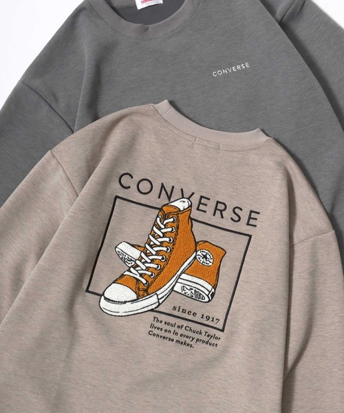 CONVERSE(コンバース)の「CONVERSE/コンバース オーバーサイズ ストリート オールスター スニーカー フロント バックプリント ロゴ ワンポイント刺繍 スウェット トレーナー/レディース メンズ(スウェット・レディース・スミクロ/ブルー系その他/ベージュ系その他/グレー系その他/アッシュグレー/ブラック系その他・M/L/LL)」の6枚目の写真