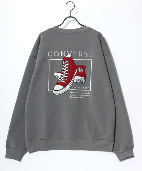 CONVERSE(コンバース)の「CONVERSE/コンバース オーバーサイズ ストリート オールスター スニーカー フロント バックプリント ロゴ ワンポイント刺繍 スウェット トレーナー/レディース メンズ(スウェット・レディース・スミクロ/ブルー系その他/ベージュ系その他/グレー系その他/アッシュグレー/ブラック系その他・M/L/LL)」の16枚目の写真