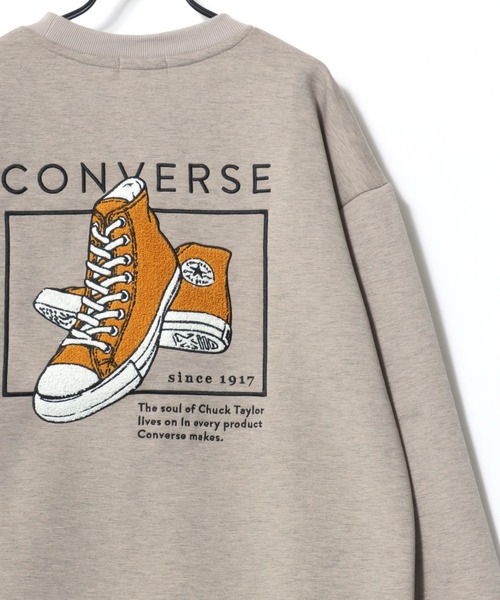 CONVERSE(コンバース)の「CONVERSE/コンバース オーバーサイズ ストリート オールスター スニーカー フロント バックプリント ロゴ ワンポイント刺繍 スウェット トレーナー/レディース メンズ(スウェット・レディース・スミクロ/ブルー系その他/ベージュ系その他/グレー系その他/アッシュグレー/ブラック系その他・M/L/LL)」の12枚目の写真