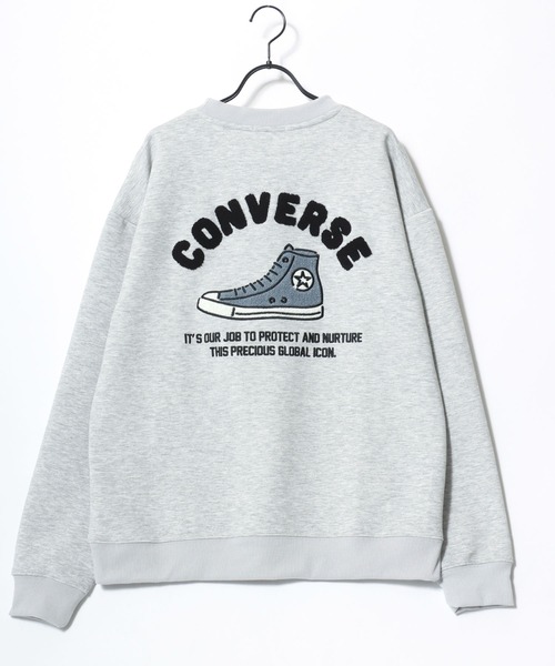 CONVERSE(コンバース)の「CONVERSE/コンバース オーバーサイズ ストリート オールスター スニーカー フロント バックプリント ロゴ ワンポイント刺繍 スウェット トレーナー/レディース メンズ(スウェット・レディース・スミクロ/ブルー系その他/ベージュ系その他/グレー系その他/アッシュグレー/ブラック系その他・M/L/LL)」の18枚目の写真