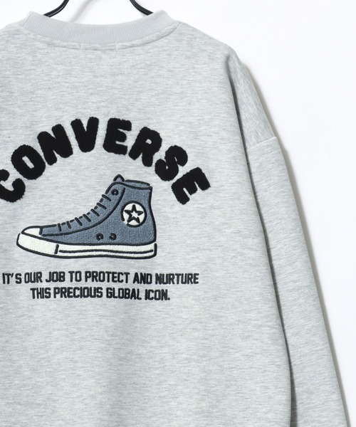 CONVERSE(コンバース)の「CONVERSE/コンバース オーバーサイズ ストリート オールスター スニーカー フロント バックプリント ロゴ ワンポイント刺繍 スウェット トレーナー/レディース メンズ(スウェット・レディース・スミクロ/ブルー系その他/ベージュ系その他/グレー系その他/アッシュグレー/ブラック系その他・M/L/LL)」の10枚目の写真