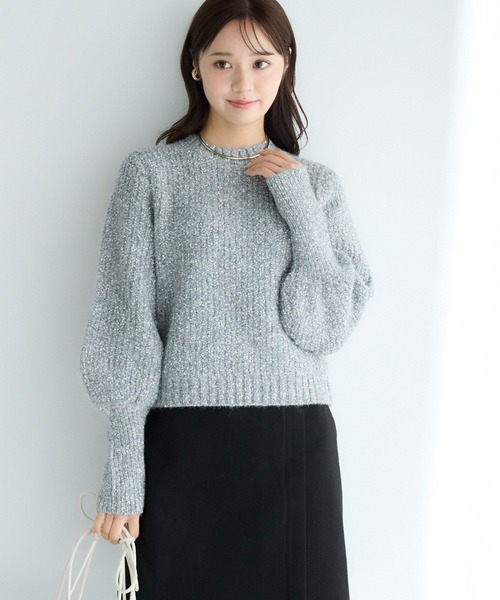 Andemiu（アンデミュウ）の「テープMIXラメパフニット286225（ニット/セーター・レディース・イエロー/モカ/グレー・FREE）」の5枚目の写真