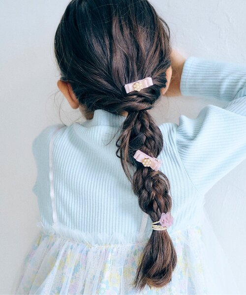 apres les cours(アプレレクール)の「お花ラメゴム・ミニクリップセット(その他ヘアアクセサリー・キッズ・アイボリー/ピンク・FREE)」の2枚目の写真