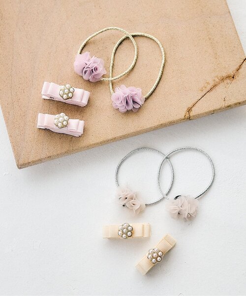 apres les cours(アプレレクール)の「お花ラメゴム・ミニクリップセット(その他ヘアアクセサリー・キッズ・アイボリー/ピンク・FREE)」の9枚目の写真