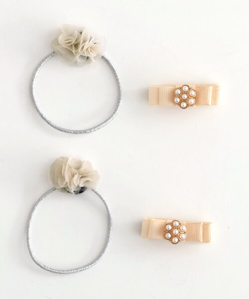 apres les cours(アプレレクール)の「お花ラメゴム・ミニクリップセット(その他ヘアアクセサリー・キッズ・アイボリー/ピンク・FREE)」の11枚目の写真
